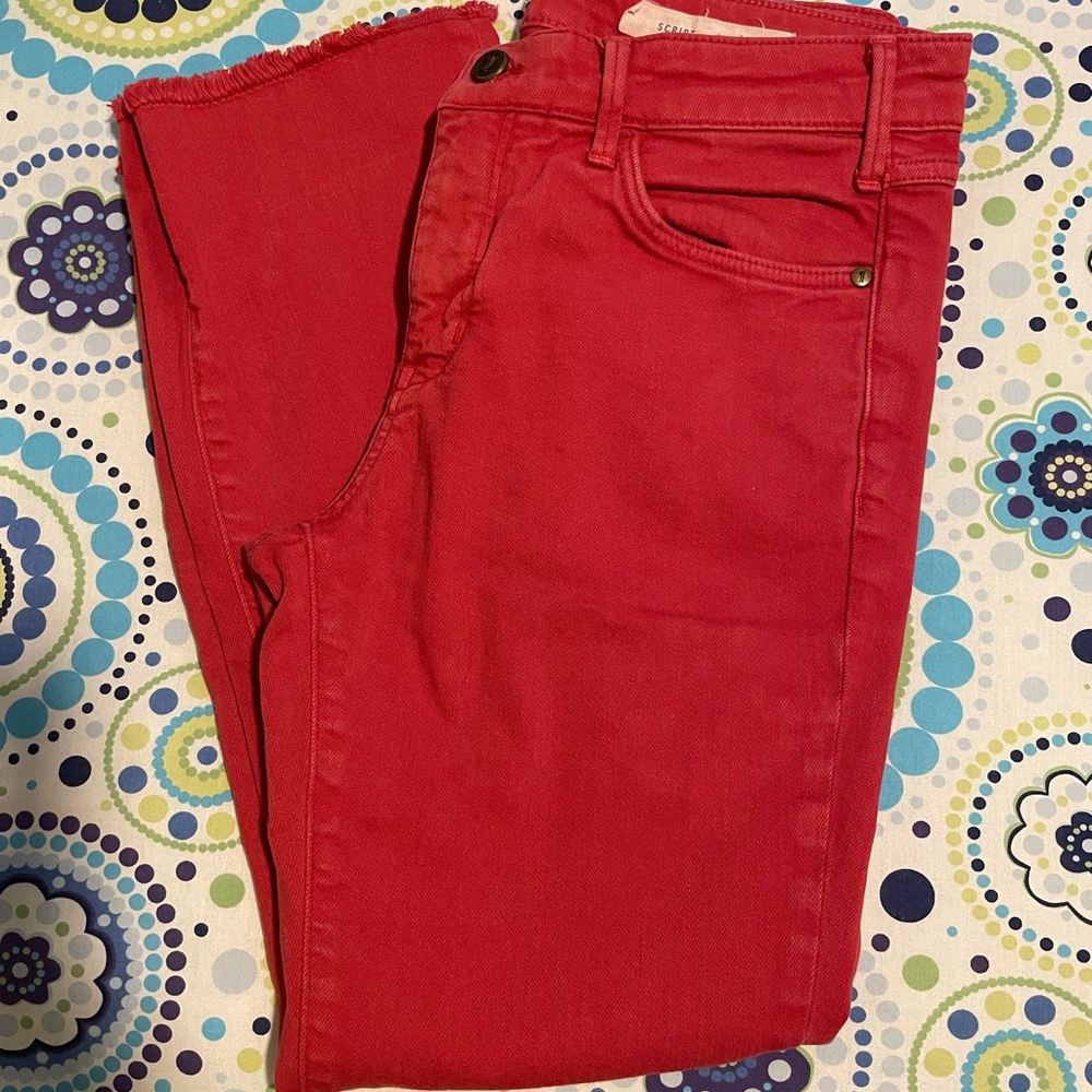 Pilcro (Anthropologie) cropped denim in coral